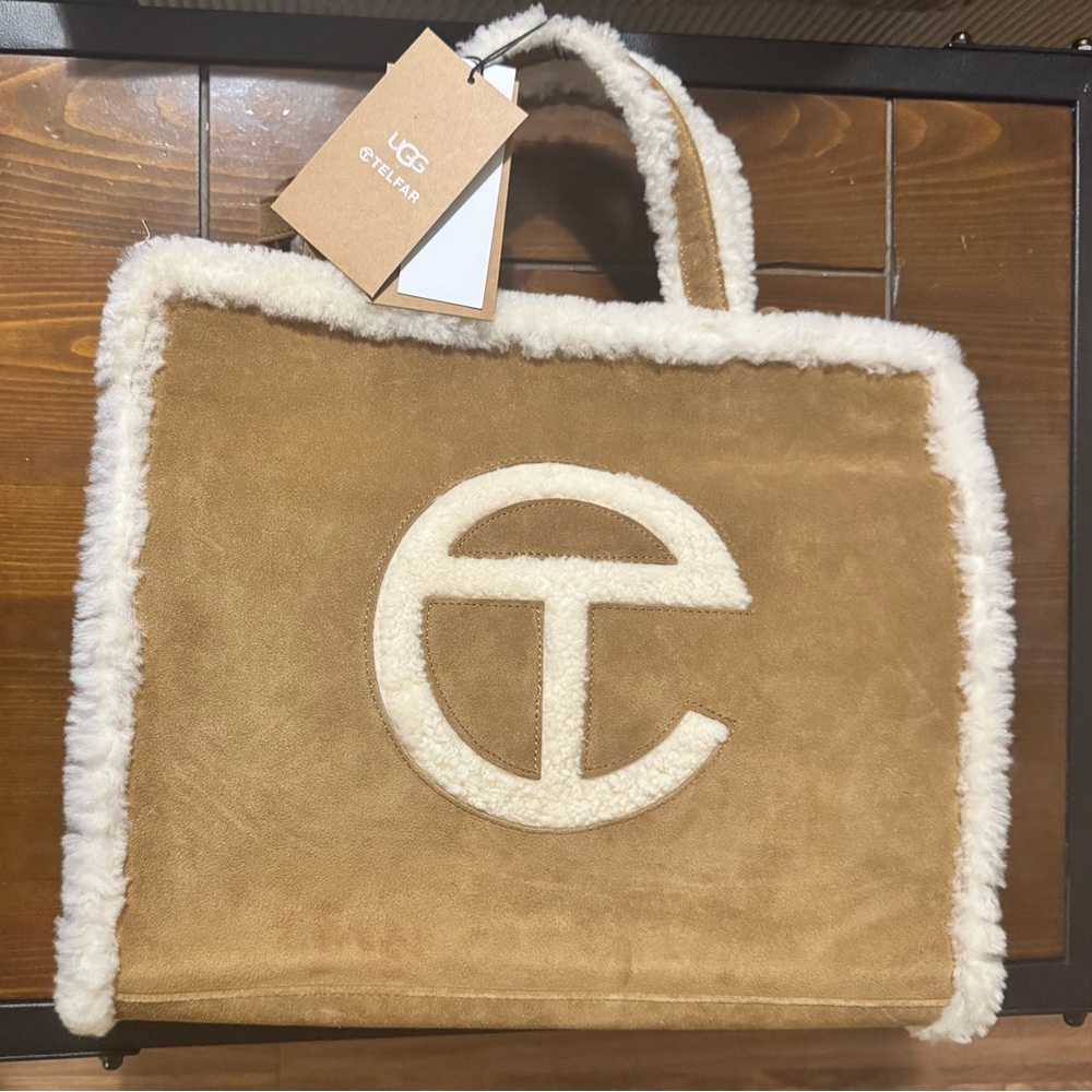 Telfar UGG Tan and Cream Shearling Tote
